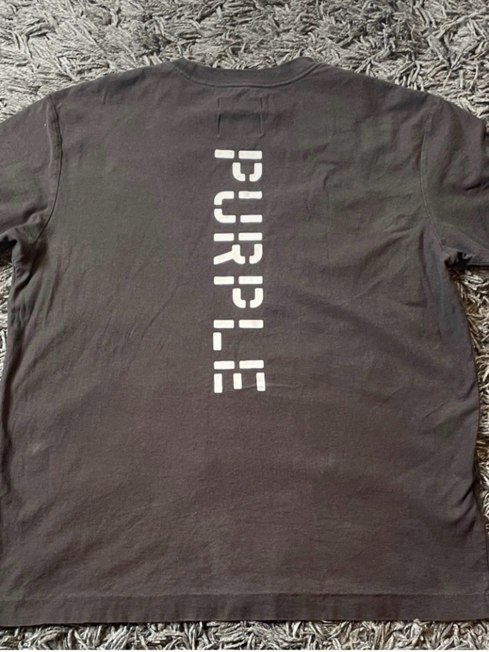 Black Short-Sleeve Crew Tee with White 'P' Chest Logo by PURPLE